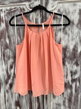 DNA couture Peach Pleated Spaghetti Strap Camisole